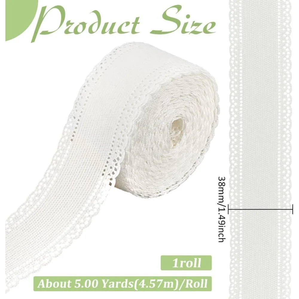 5 Yards White Scalloped Edge Ribbon1-1/2 inch Lace Edge Corduroy RibbonScalloped Edge Crocheted Lace Trim Fabric
