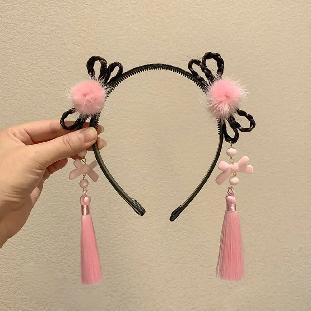 

Цветочный детский парик, повязка на голову с кисточкой, костюм Тан, обруч для волос, палочки для волос ханьфу, коса для волос, древний стиль, китайский новогодний головной убор