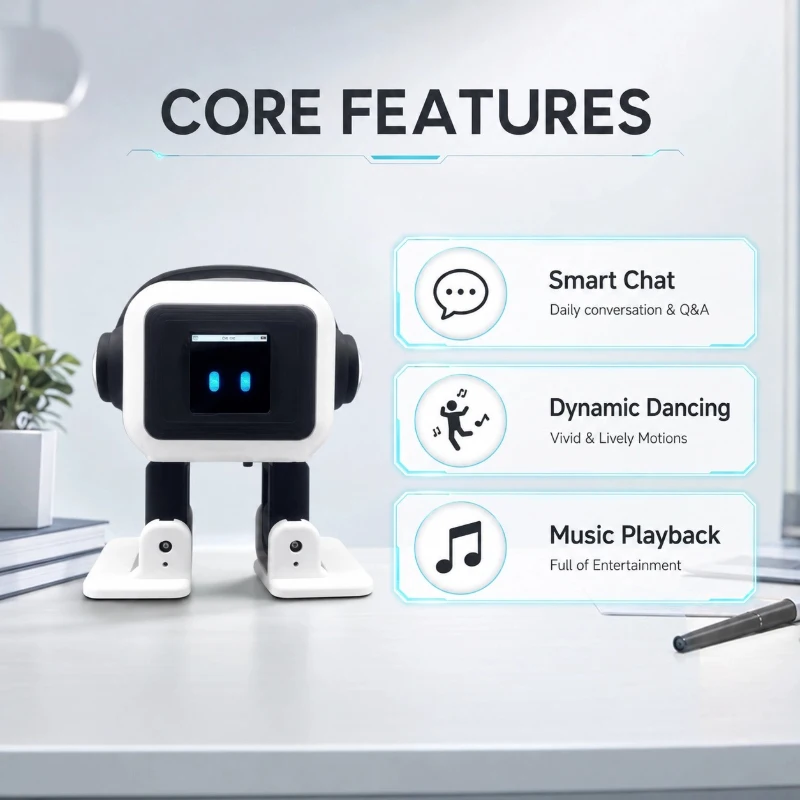 

New AI EMO Desktop Robot Smart Interactive Chat Voice Control Dancing Music Player Electronic Pet Gift