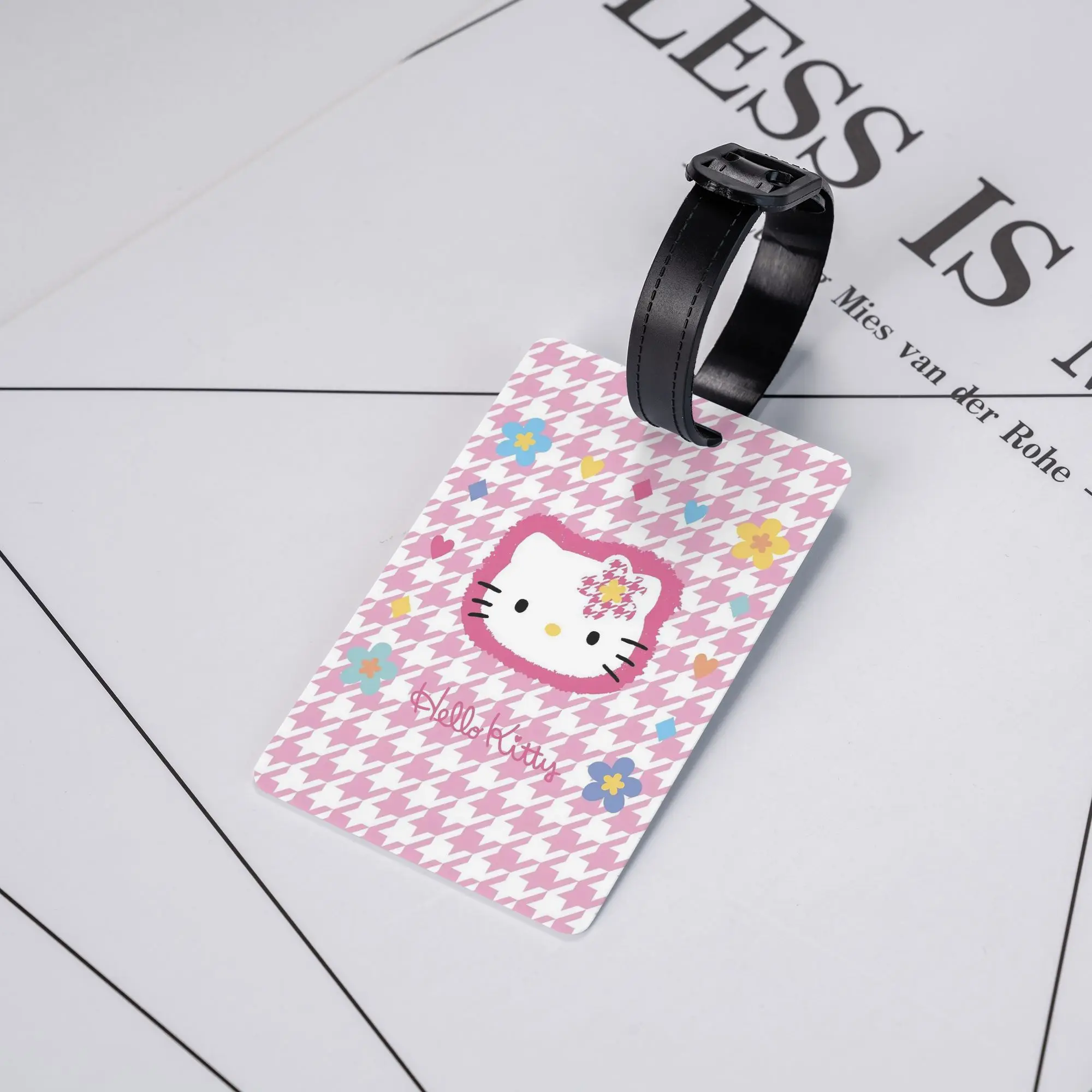 

Hello Kitty Pink Plaid Luggage Tags Suitcase PVC Plastic Travel Holder Baggage Tag Name ID Address Aircraft Luggage Tag Gifts