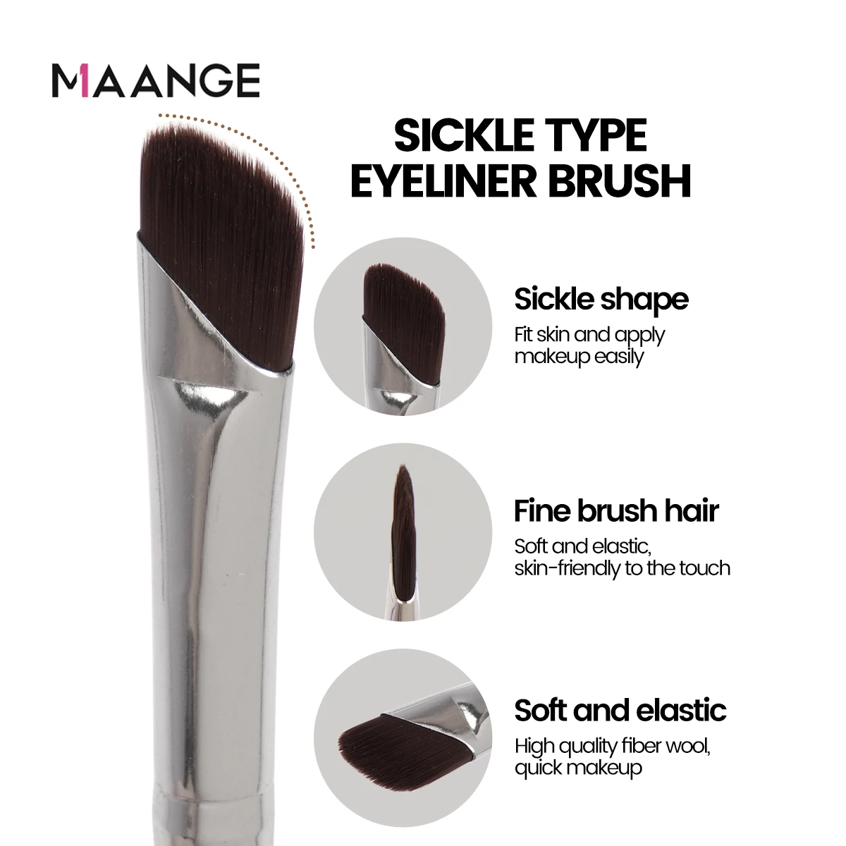 MAANGE Beginner-friendly Eye Makeup Brush 4pcs in 1 for Eyeline Eyebrow Essential Eyeliner Portable for Travel Ultra Thin Tool