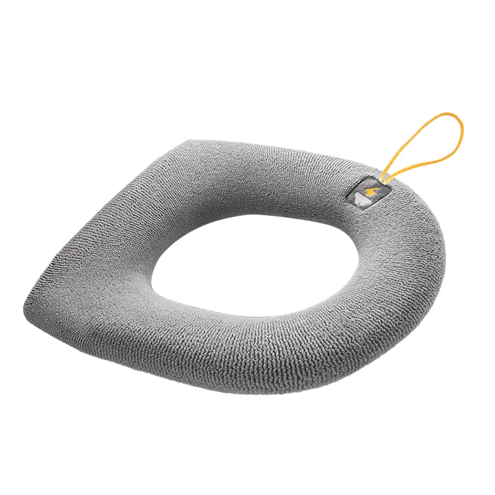 

Thicker Toilet Seat Cover Pad Washable Reusable Soft Warm Cushion Deep Gray ColorComfortable Household Bathroom Heater