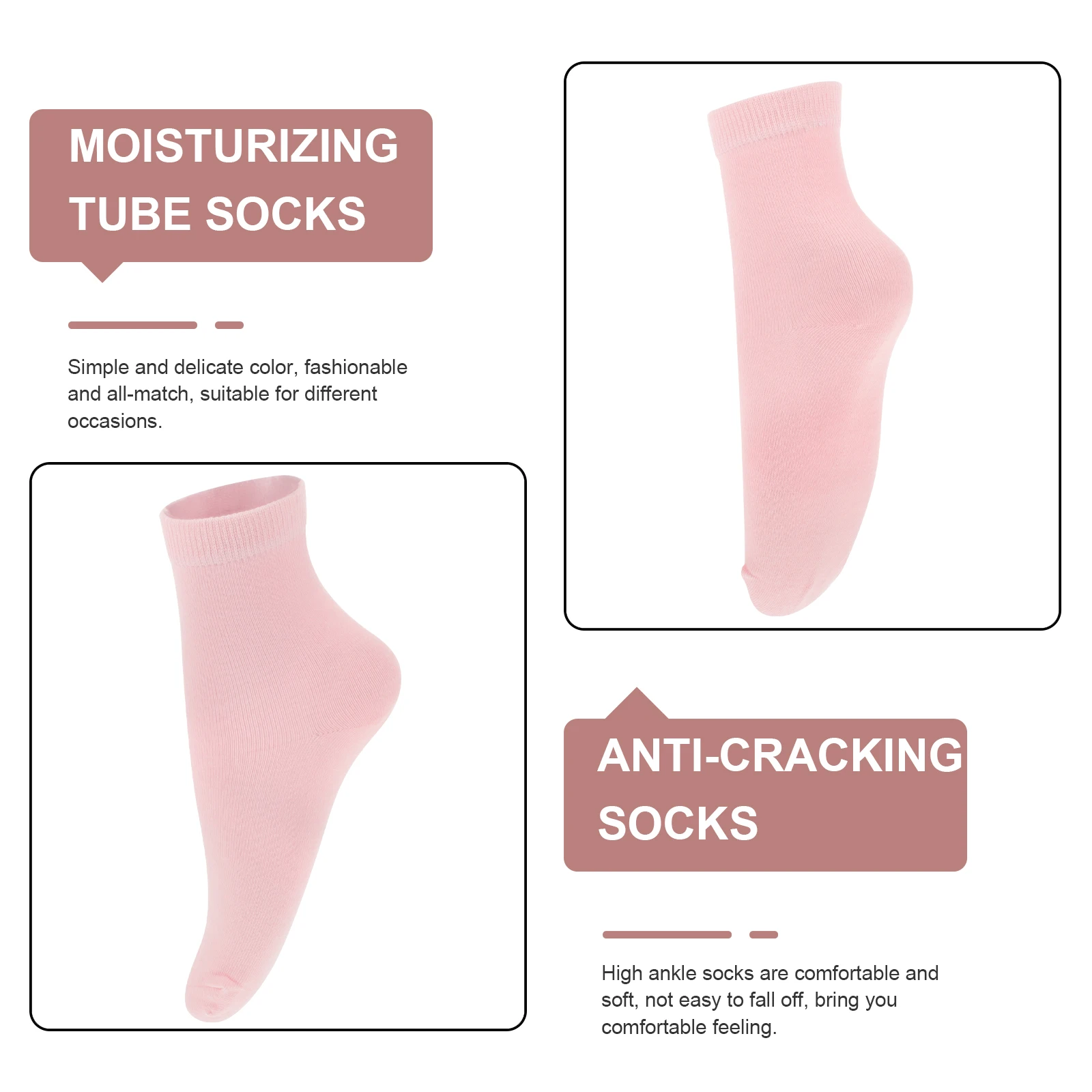 

2Pairs Moisturizing Gel Socks High Ankle Soft Breathable Cotton Foot Care Cracked Heel Repair Women Moisturizing Socks