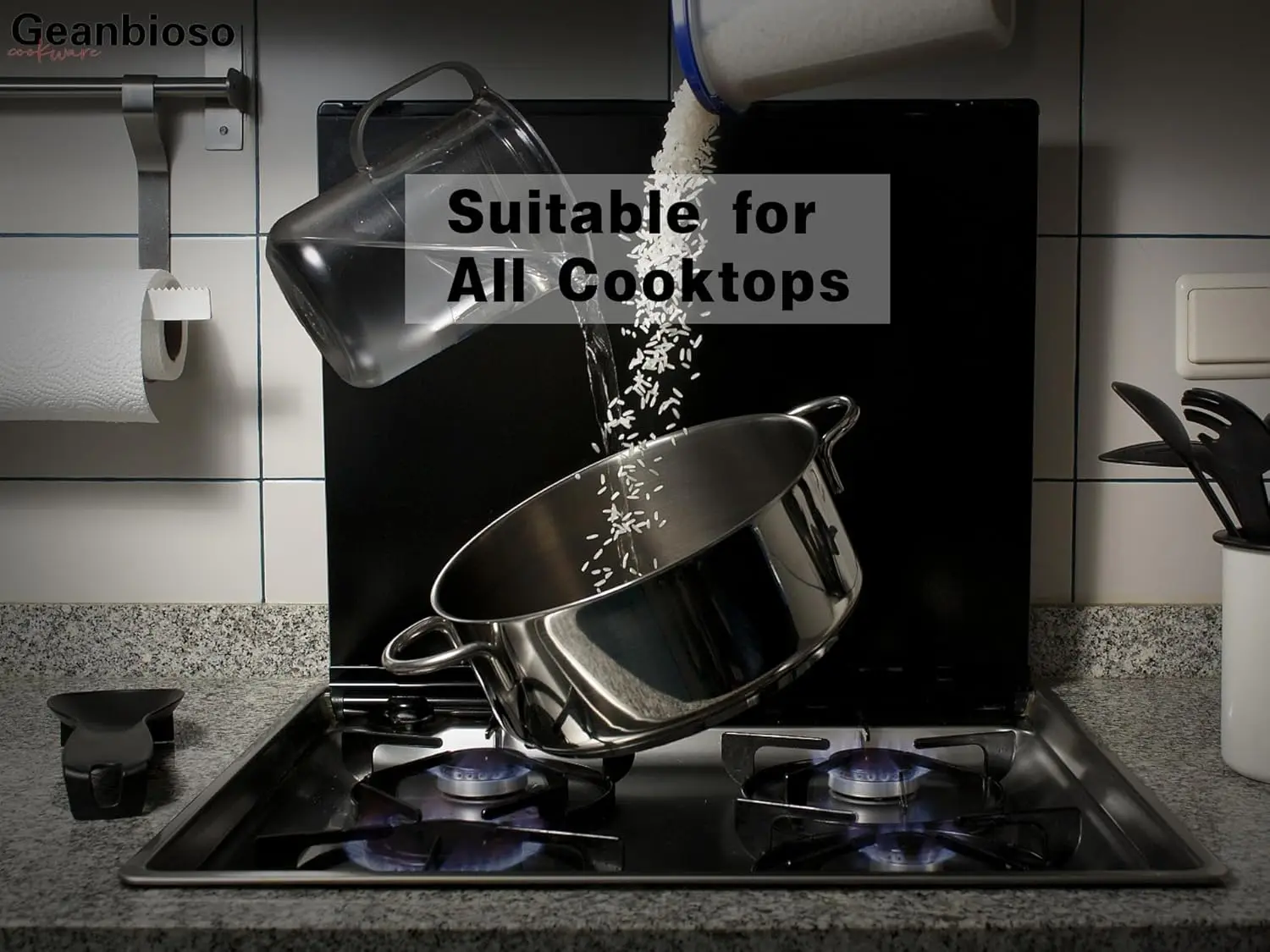 طقم أواني طهي من الفولاذ المقاوم للصدأ مكون من 5 طبقات، 8 قطع، طقم أواني ومقالي احترافي، 650 ℉   مجموعة أواني طهي آمنة للتدفئة المتساوية، Premium Cookw