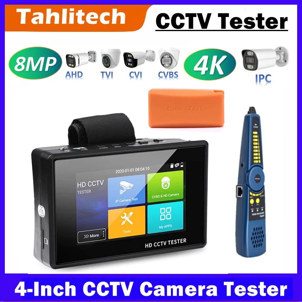

CCTV Tester 8K 5-IN-1 TVI AHD CVI Analog IP CCTV Camera Tester Build in Battery Security Tester Monitor Video Audio Test PTZ