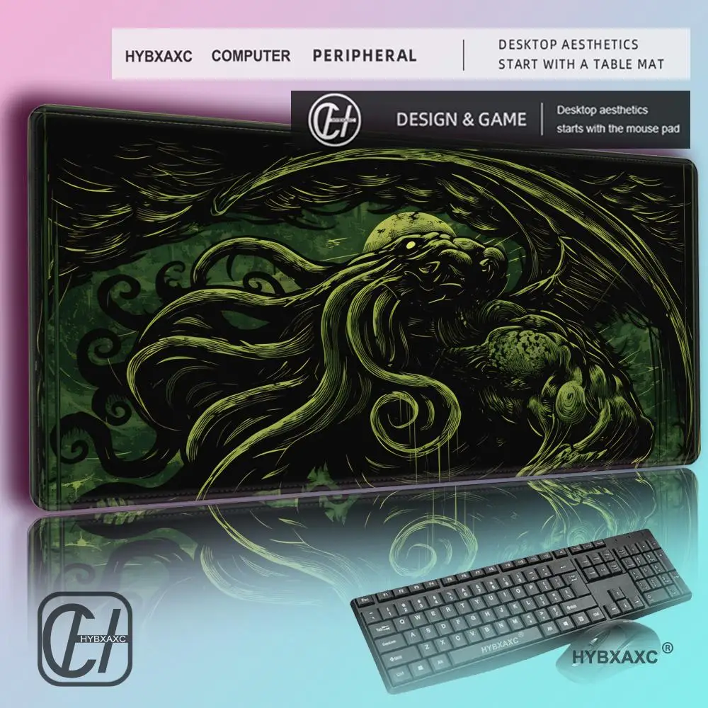 HYBXAXC Cosmic Horror Octopus Tentacle Mouse Pad, L-ovecra ftian Dark Art Non-Slip Desk Mat for Gamers & Horror Fans