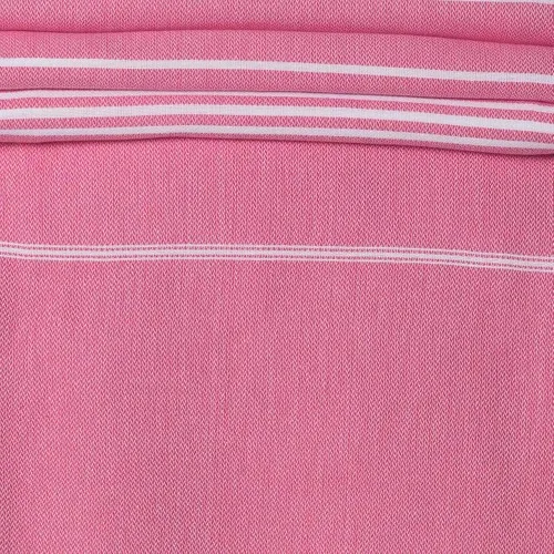 Lalay Pike Hand-Woven 170x220 cm Fringed Fuchsia White Striped