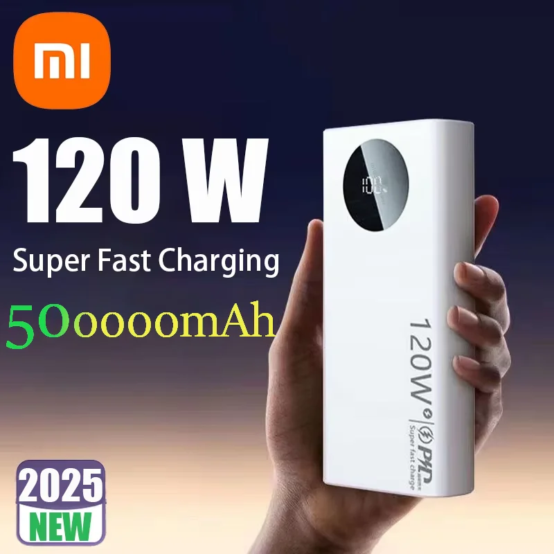 Xiaomi-Chargeur de batterie portable haute capacité, Powerbank à charge rapide, 120W, 50000mAh, iPhone, Samsung, Huawei 2024