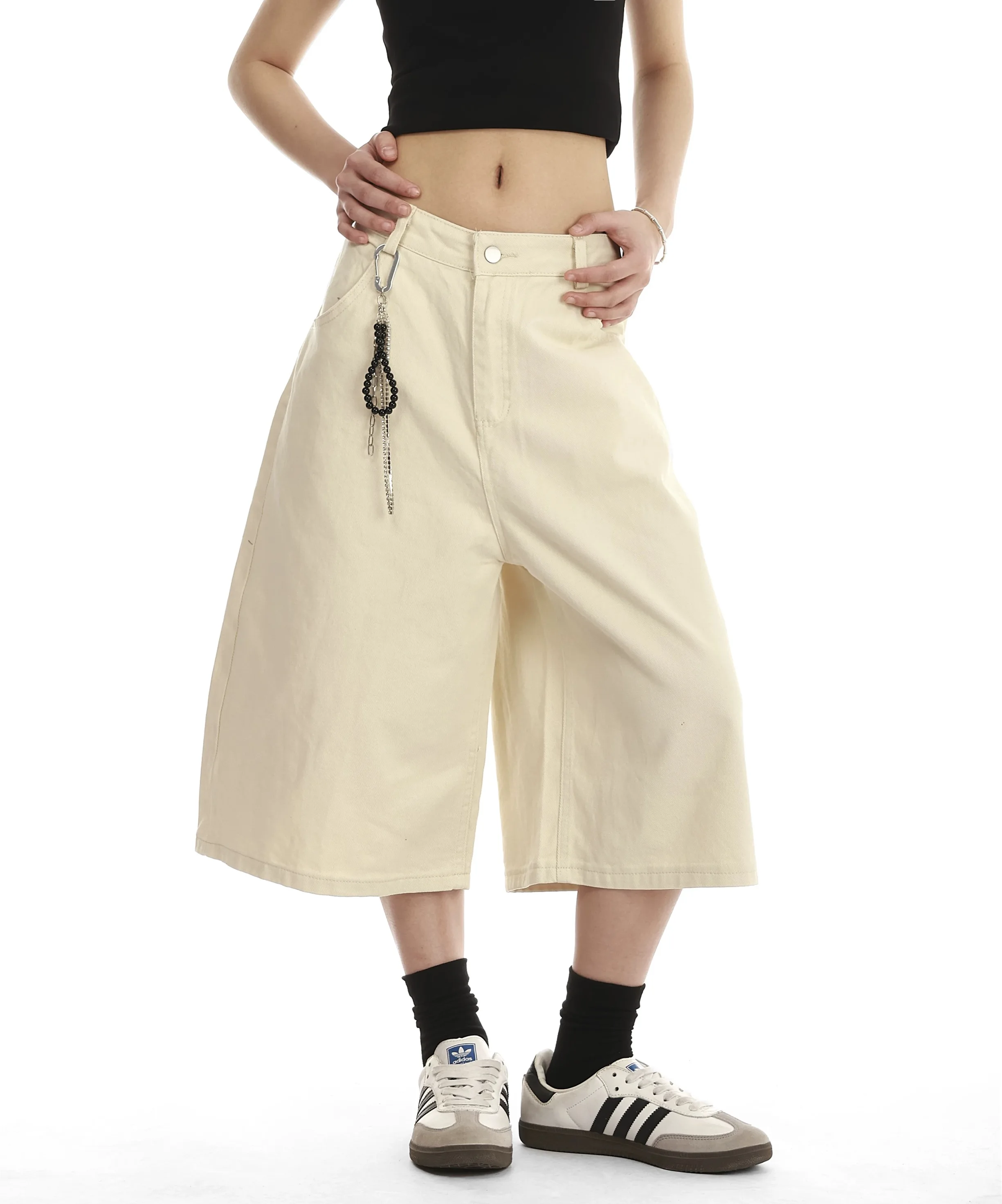 Damskie morelowe szorty z haftowanym napisem \"Dopamine Design\", modne spodnie Y2k w stylu amerykańskim z lat 2000, z wysokim stanem, luźne, z szerokimi nogawkami i krótką długością.