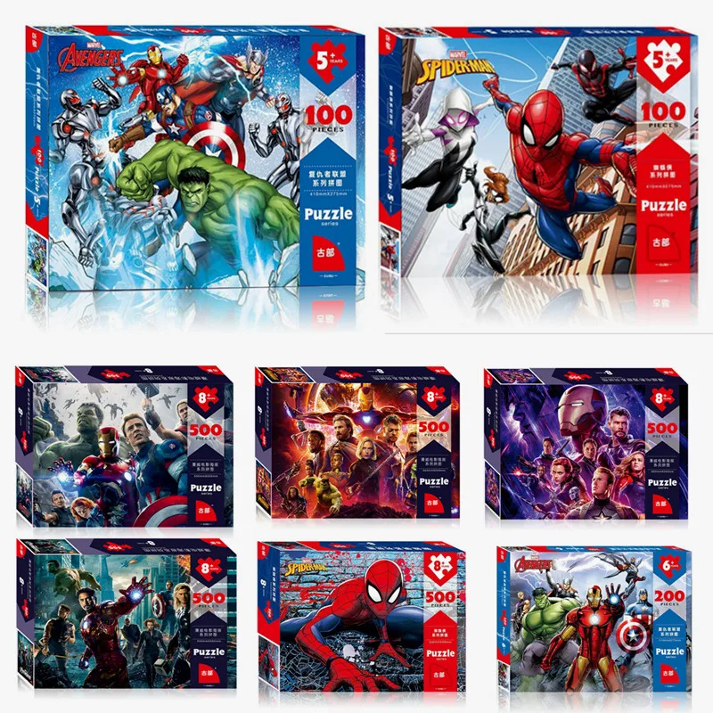 Marvel Genuine Spider Man Avengers Alliance 100/200/300/500 puzzle toys adult stress relief toys puzzle display collection card