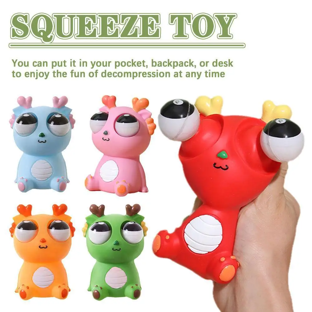 Creative Eyeball Burst Squeeze Toy Explosive Eye Dragon Dinosaur Decompression Toy Squeezing Joy Squeezing Staring Eye Funny Toy