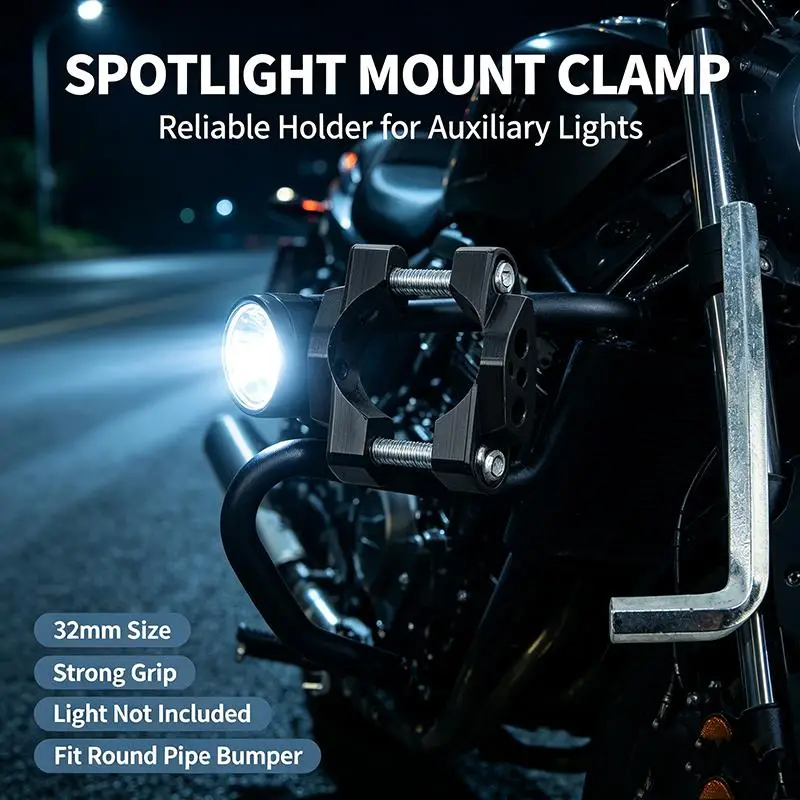 ·32-64mm Motorcycle Handlebar Bumper Mount Bracket Holder Clamp For LED Spotlight Fog Turn Signal Lights Motor Accessories