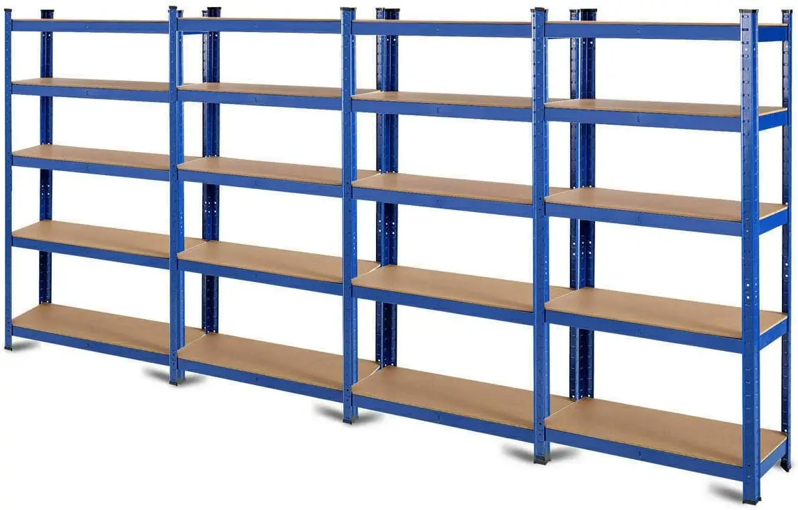 Metal Storage Shelves, Heavy Duty Steel 5 Tier Utility Shelves with Adjustable Shelves, Bolt-Free Assembly, High Weight