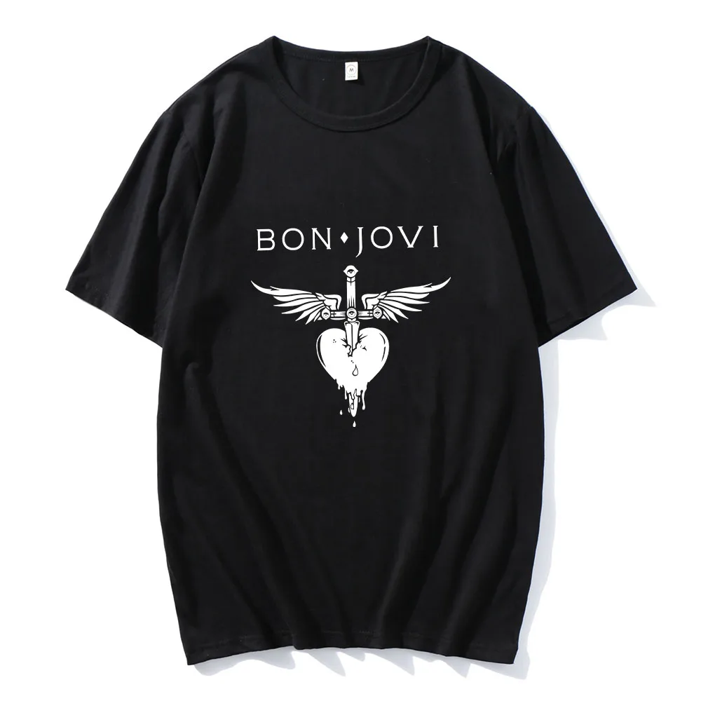 BonJovi T-shirts for Spring 100%cotton Short Sleeve Tee-shirt Graphic Printing Men/Women Tshirt Ropa Hombre Comfortable Tees