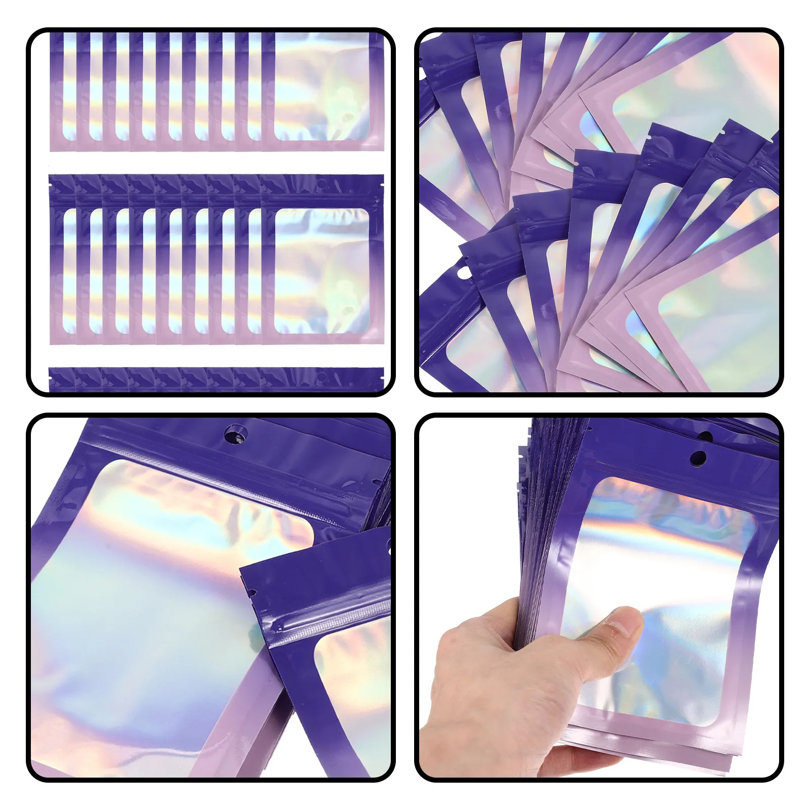 100pcs Resealable Sealed Aluminum Foil With Clear Window Smooth Surface For Food Jewelry Crafts Storage Small Sealable Packaging
