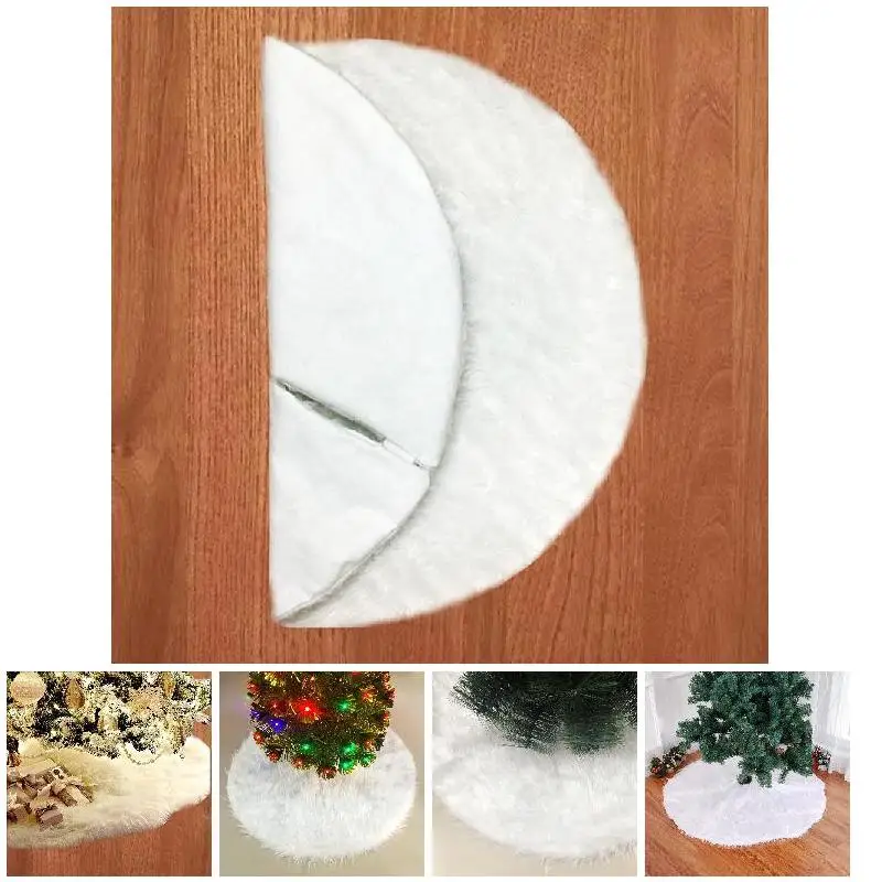 Christmas Tree Skirt Cover Base Mat White Plush Decoration For Home Party Holiday Christmas Tree Skirt Home Party Holiday