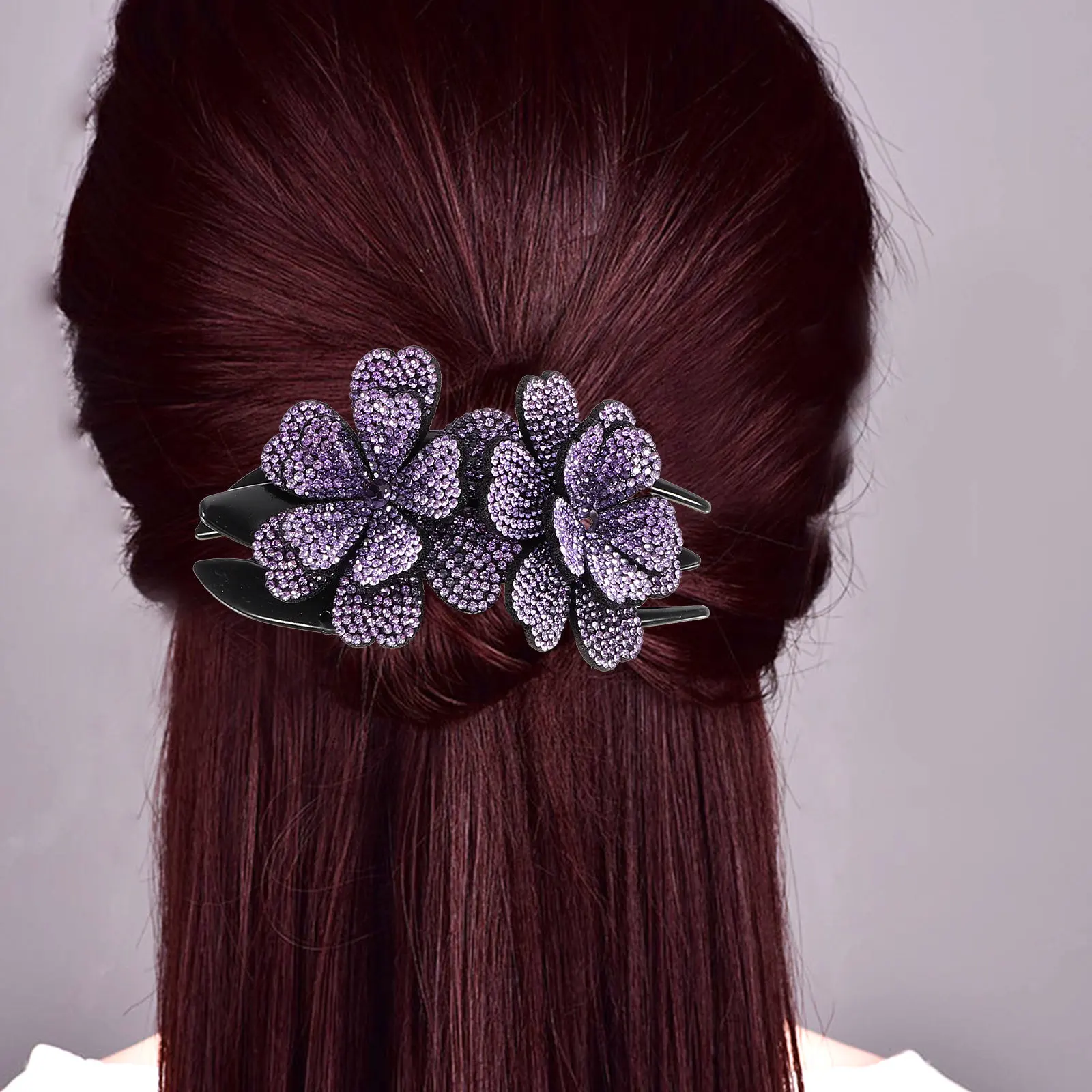 

4Pcs French Style Duck Billed Hair Clips Rhinestone Sparkly Decorative Clips for Women Thick Hair Accessories French Clip