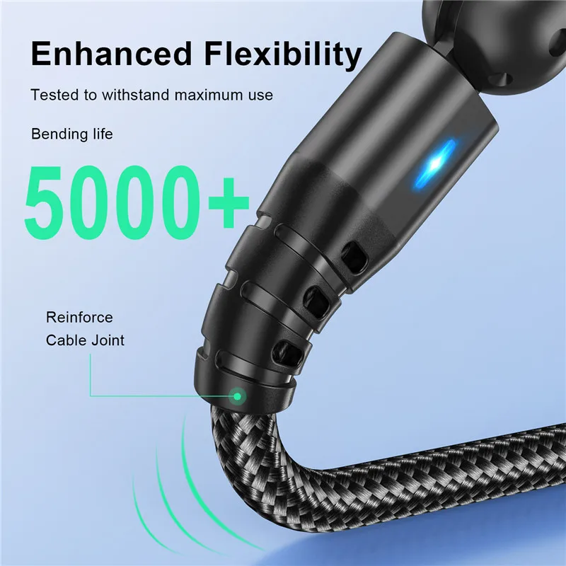 USLION 540 Rotate 5A Magnetic Cable Fast Charging Type C Cable Micro USB Magnet Charge Phone Data Line Wire For iphone 15 Xiaomi