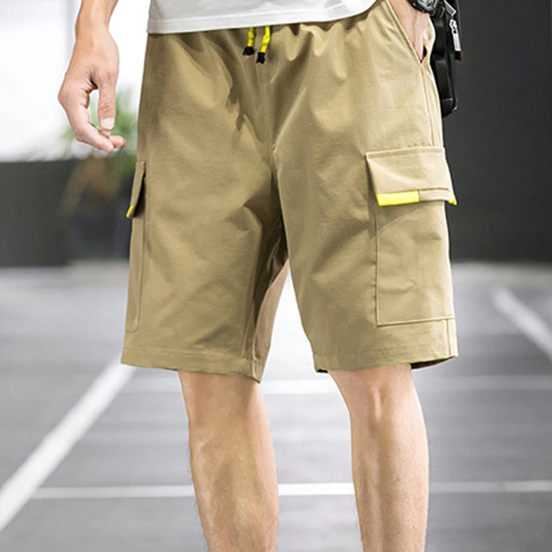 Homem Shorts Moda Bolsos Duplos Em Linha Reta Solta Confortável Homem Casual Shorts 2023