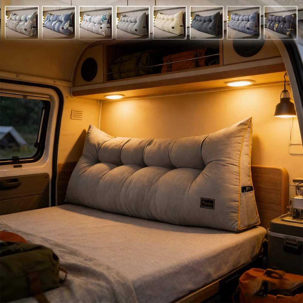 

Headboard Triangular Cushion Removable Reading Wedge Pillows Backrest Support with Storage Pockets for Bed SSofa Coussin Canapé