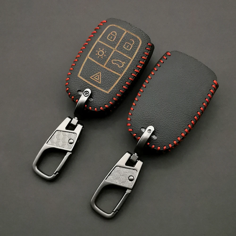 Leather Key Fob Case Shell Cover For Volvo XC90 C70 S60 D5 V50 S40 C30 5 Buttons Remote Skin Holder Car Accessories