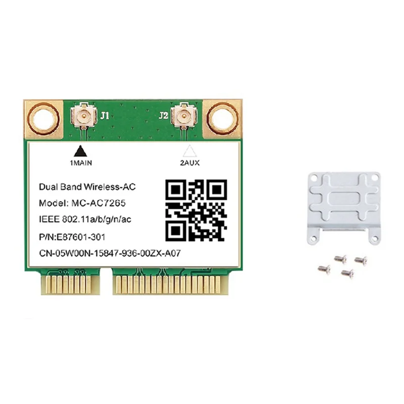 1200Mbps Wireless -AC7265 Dual Band Mini PCI-E WiFi Card Bluetooth 4.2 802.11Ac Dual Band 2.4G 5Ghz Adapter for Laptop