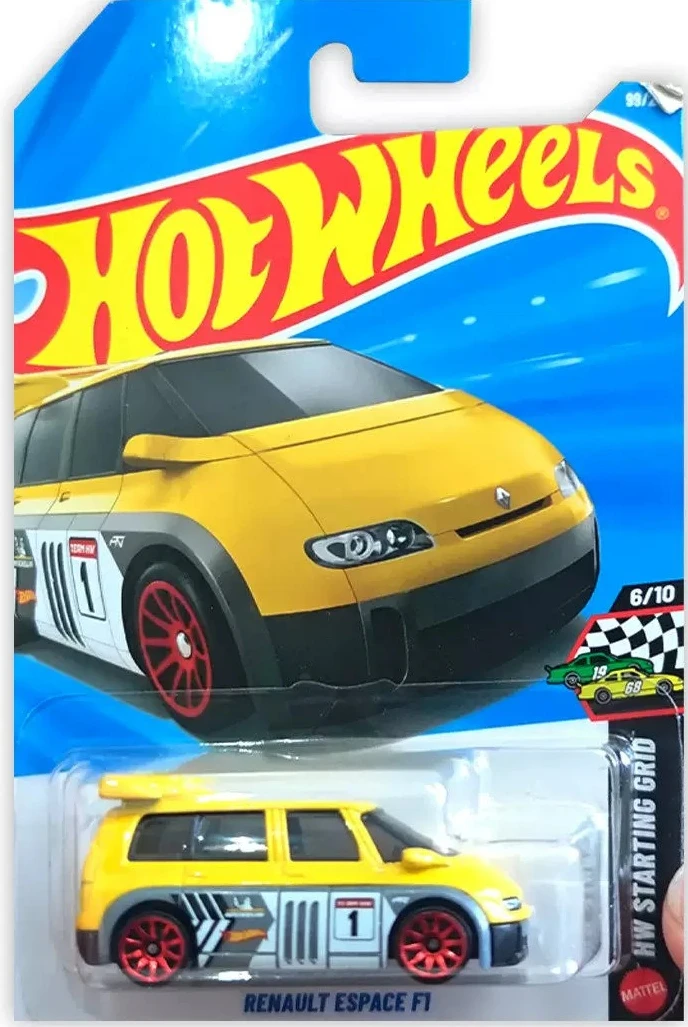 Coche Original Hot Wheels 99 RENAULT ESPACE F1, juguetes a escala 1/64, vehículo fundido a presión, colección de modelos HW STARTING GRID, regalo de cumpleaños