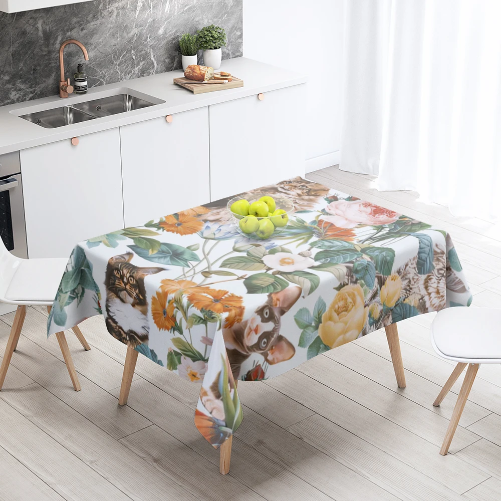 Home tablecloths dining decoration and rectangular table accessories waterproof cloth Anti-stain restaurant Nordic plant flower