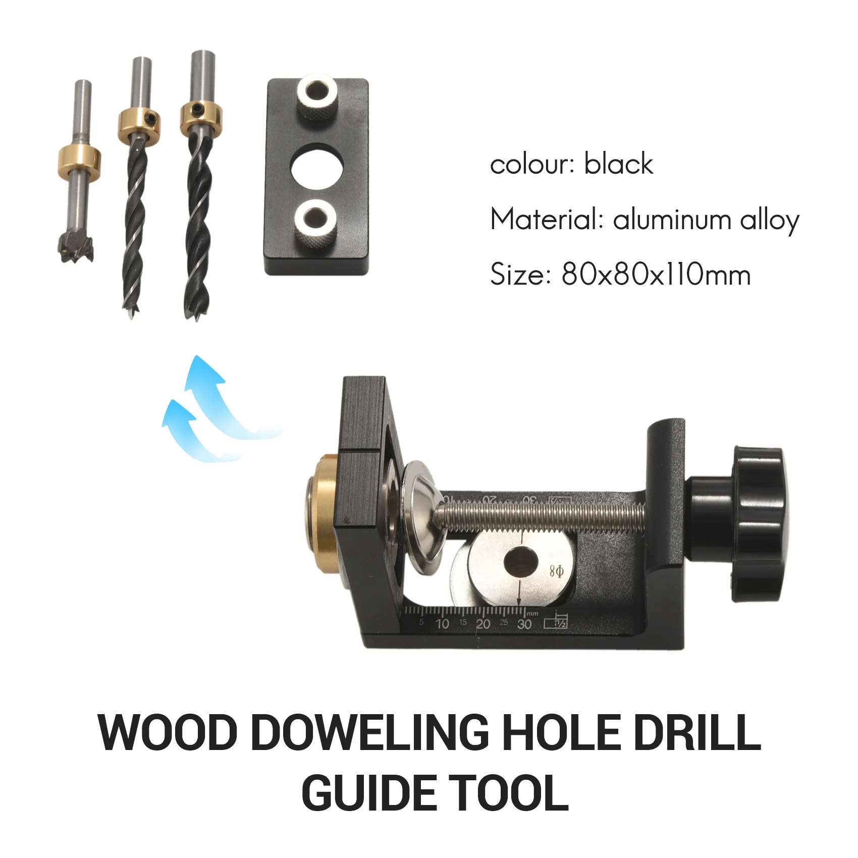 T19C 3 In 1 Adjustable Doweling Jig Woodworking Pocket Hole Jig With 8/15Mm Drill Bit For Drilling Guide Locator Puncher Tool