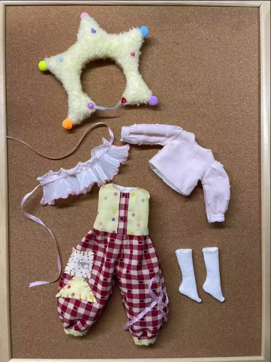 Blythe Landoudou 탑, 점프수트, 헤드웨어, 칼라, 양말, 카와이 스타일, Azone, Pullip,Ob222426, Licca에 적합, 5 개