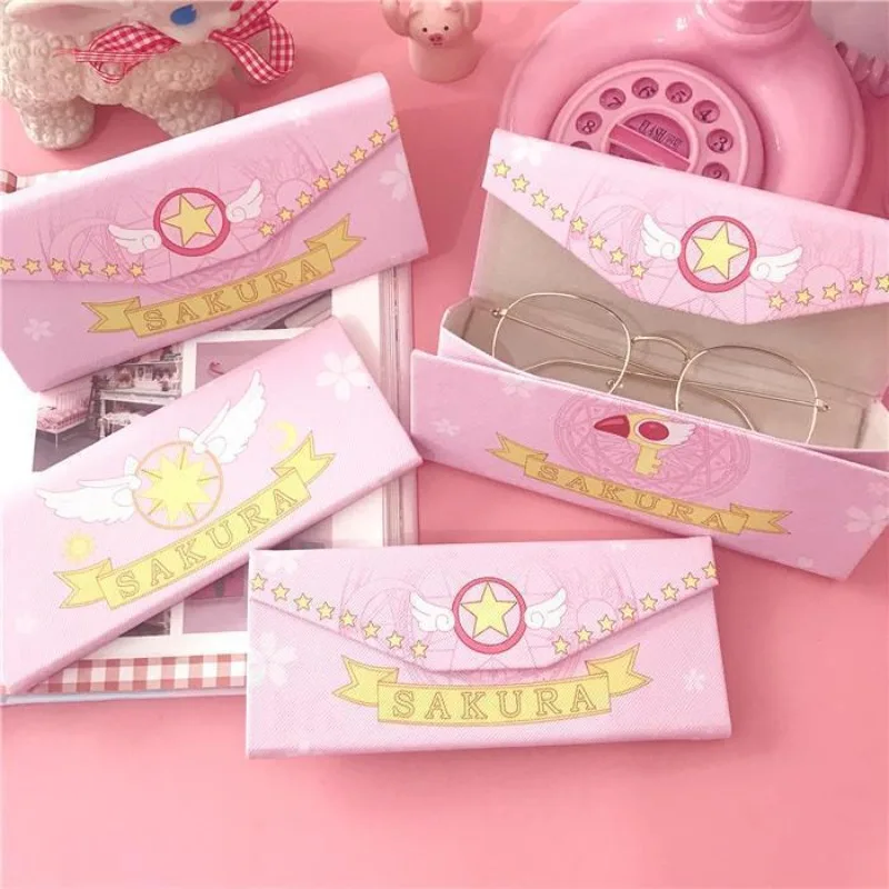 New Cardcaptor Sakura Anime Variety Sakura Cute Cartoon Folding Glasses Case Portable Kawaii Magic Wand Pen Bag Gift Wholesale