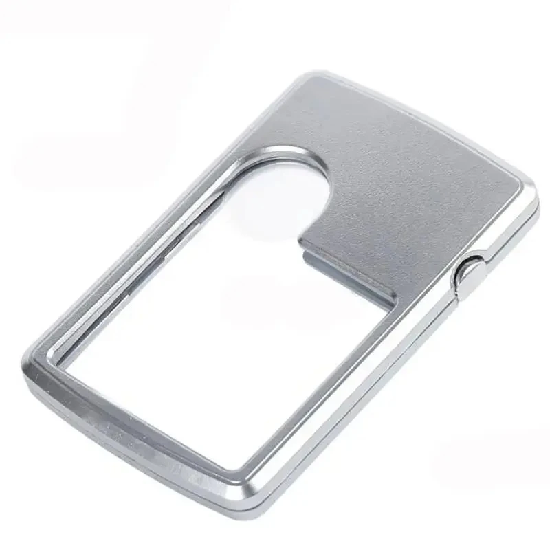 

3X 6X LED Illuminated Magnifier Card Shaped Eye Loupe Magnifier Glass Reading Magnifying Glass with Leather Case , Silver