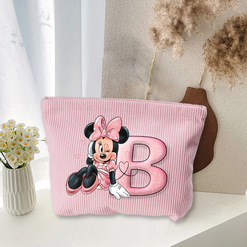 ميكي ميني ماوس رسالة A-Z سروال قصير حقيبة مستحضرات تجميل Kawaii المرأة سعة كبيرة سستة مستحضرات التجميل تخزين جيب حقيبة يد الموضة #2