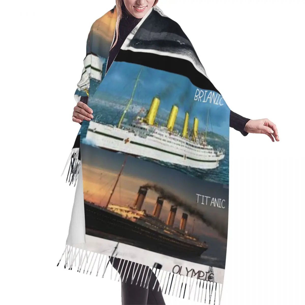 Titanic Britanic Zus Schip Ijsberg Witte Ster Liners Sjaal Sjaals voor Vrouwen Zachte Warme Sjaals en Wraps Grote Sjaal Wrap