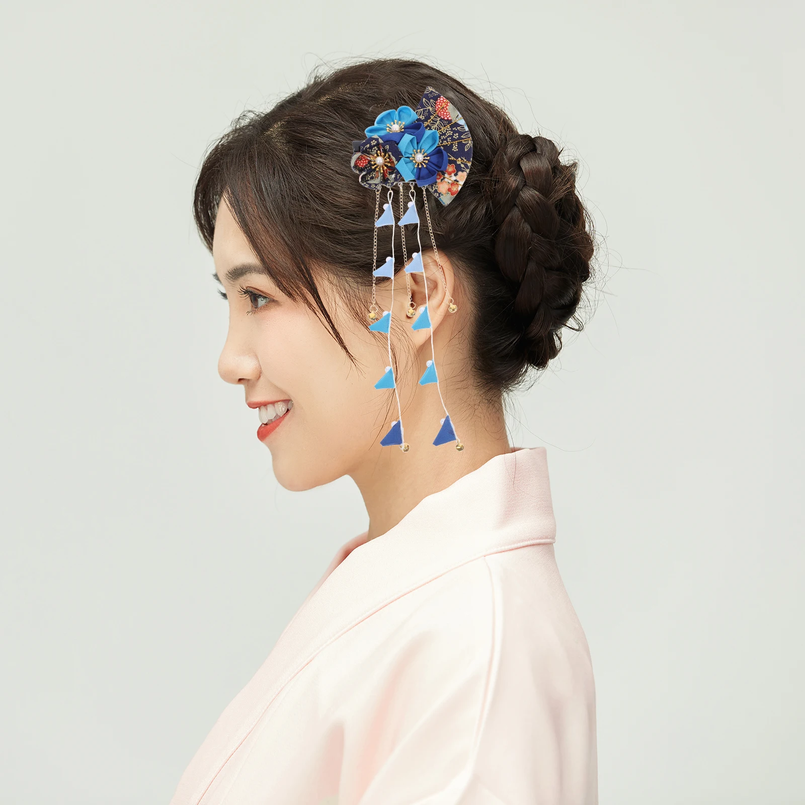 

1Pcs Classical Japanese Style Hairpin Long Tassel Hair Clip Blue Bridal Wedding Headdress Women Hair Accessories Festival Gift