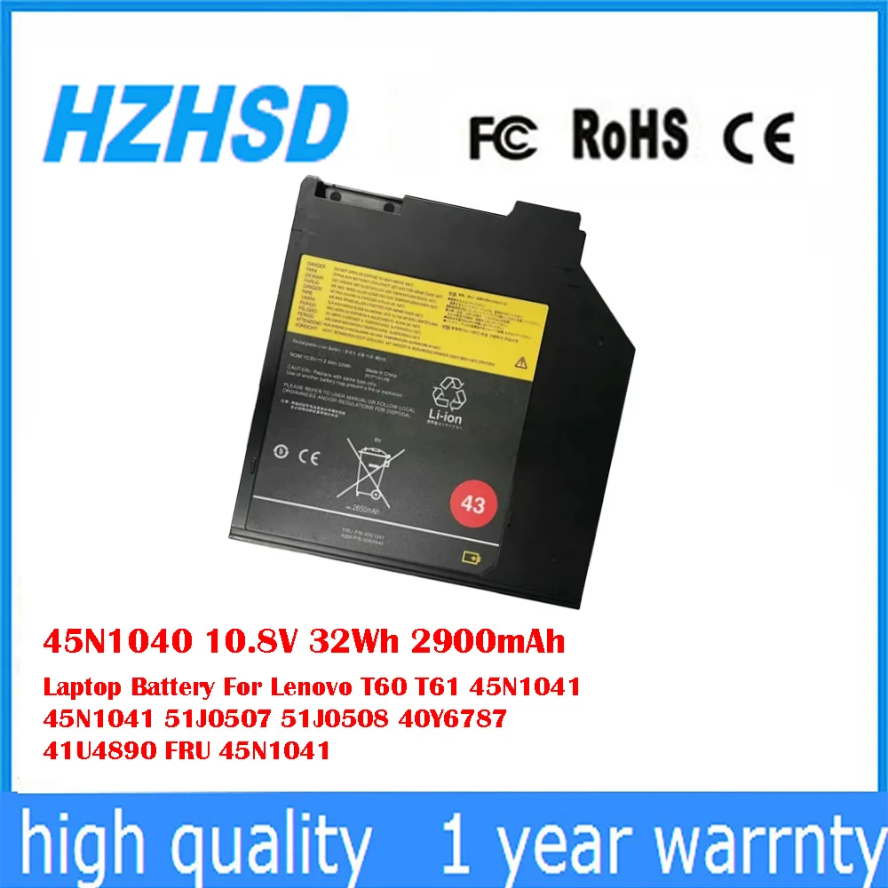 

45N1040 10,8 В 32 Втч 2900 мАч аккумулятор для ноутбука Lenovo T60 T61 45N1041 45N1041 51J0507 51J0508 40Y6787 41U4890 FRU 45N1041