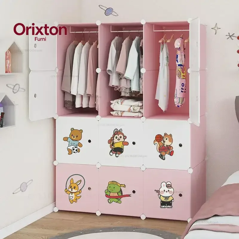 Open Partitions Wardrobe Makeup Minimalist Nordic Modern Cheap Wardrobe Foldable Mirror Cabinets Plastic Ropero Hotel Furniture