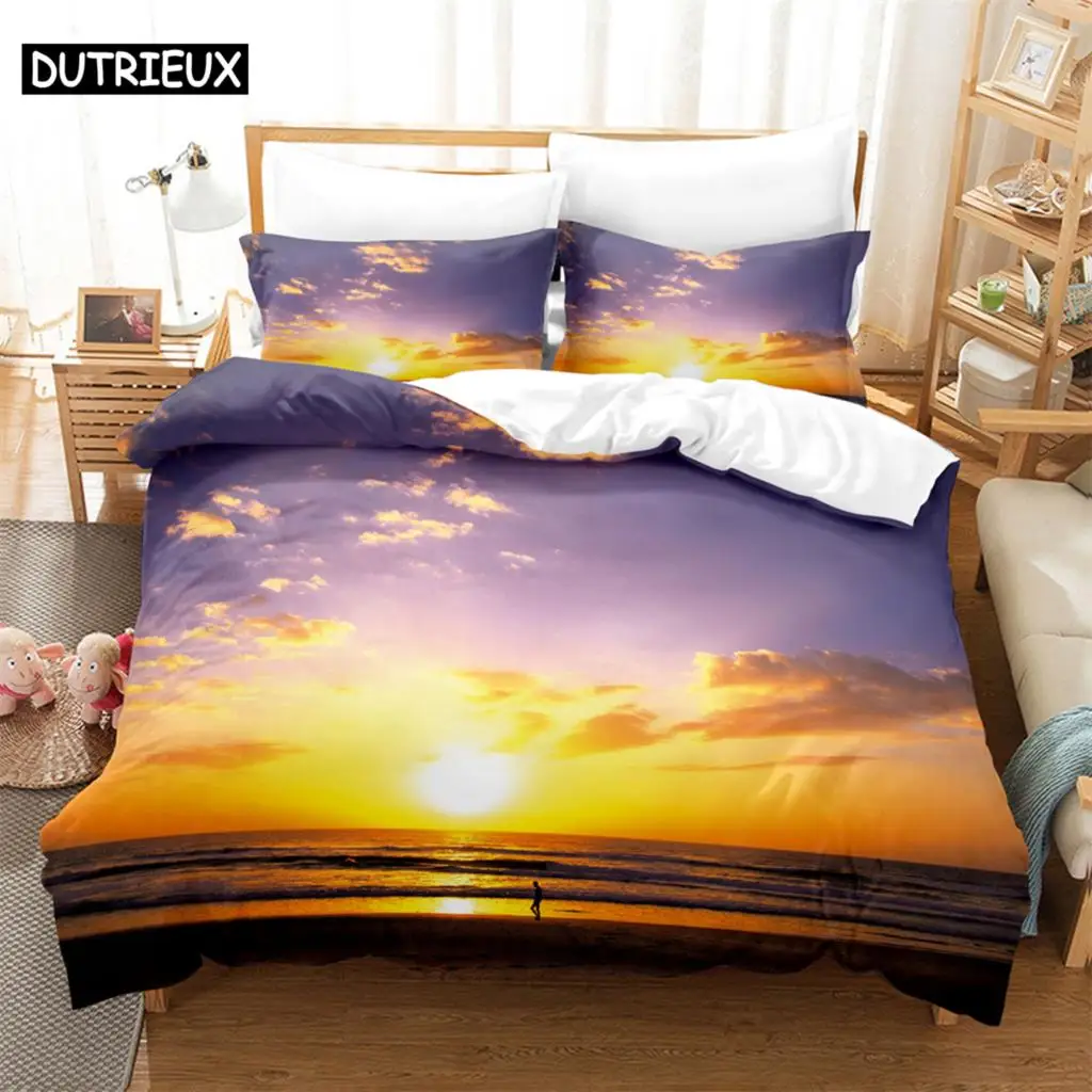 

Sunset Sea Level 3D Digital Bedding Set,Duvet Cover + Pillowcase,Popular Style 2/3 pcs.(No padding No sheet) queen bedding set