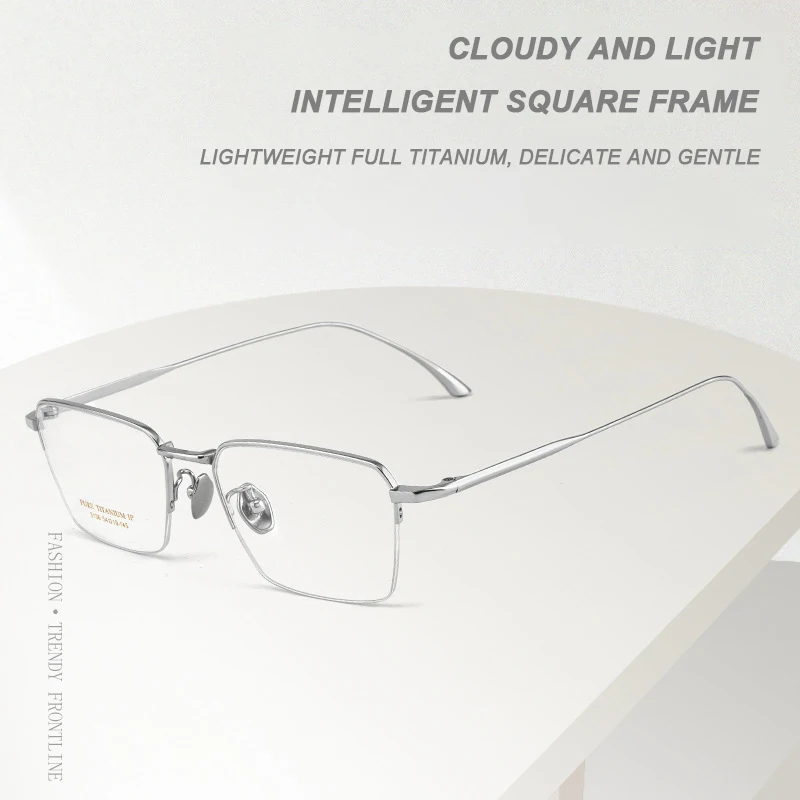 

Ultra-light Pure Titanium Glasses Frame Fashion Retro Half-Rim Business Men Square Eyeglasses And Vintage Luxury Women Spectacle