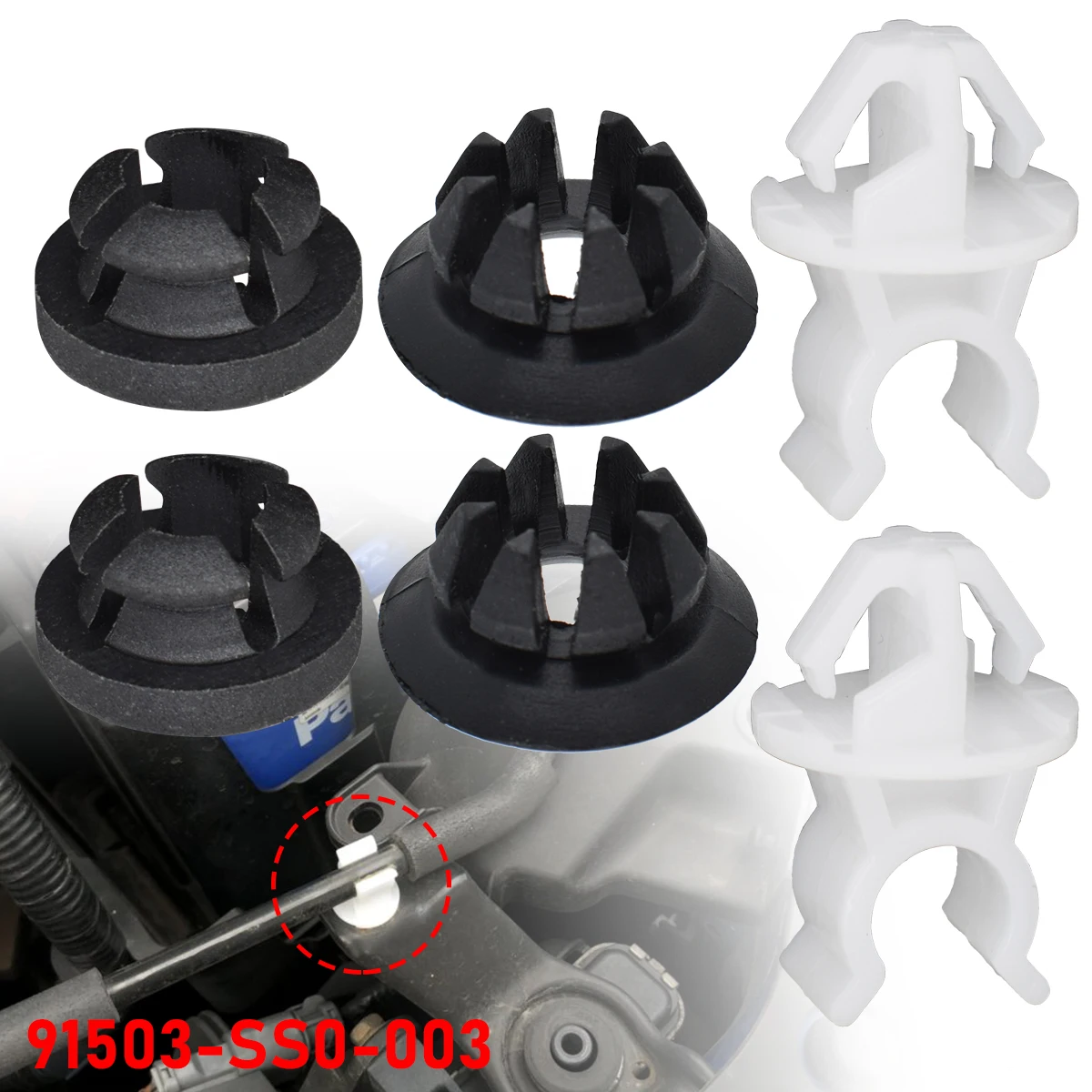 6pc Bonnet Hood Support Prop Rod Holder Clip Fixing Rivet Fit for Honda S2000 Accord Odyssey Prelude Acura RDX TSX 91503-SS0-003