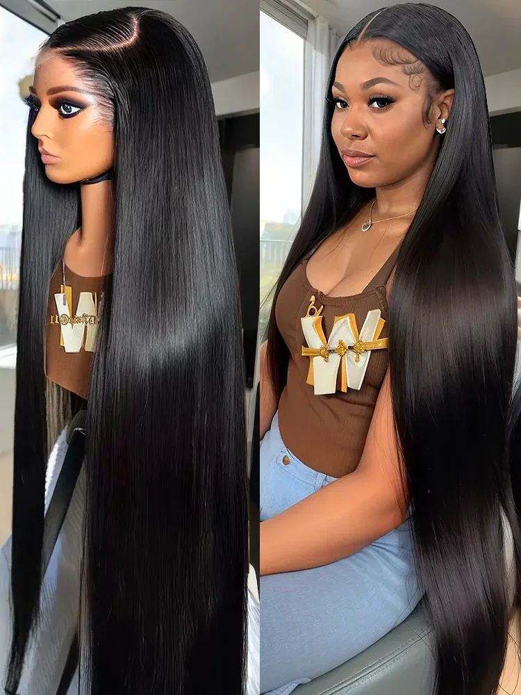 Brazilian Bone Straight 13x4 13x6 Transparent Lace Front Human Hair Wigs 32 34 Inch Pre Plucked Hair For Women Lace Closure Wig