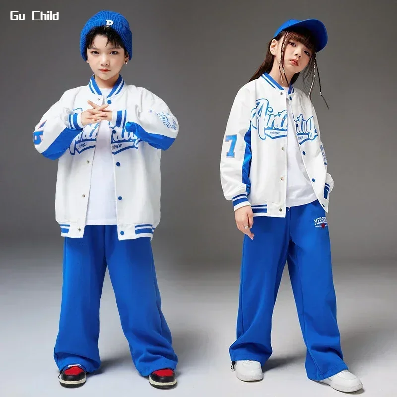 

Kids Streetwear Boys Hip Hop Baseball Jacket Street Dance Cargo Pants Girls Bomber Coat Joggers Clothes Sets Child Jazz Costumes