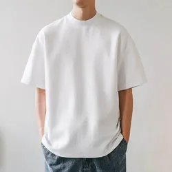 XINYI Men's High-quality Loose Fitting 100% Cotton for Men Summer Cool Tops Solid Colors Blank Tshirts O-neck Male Clothing