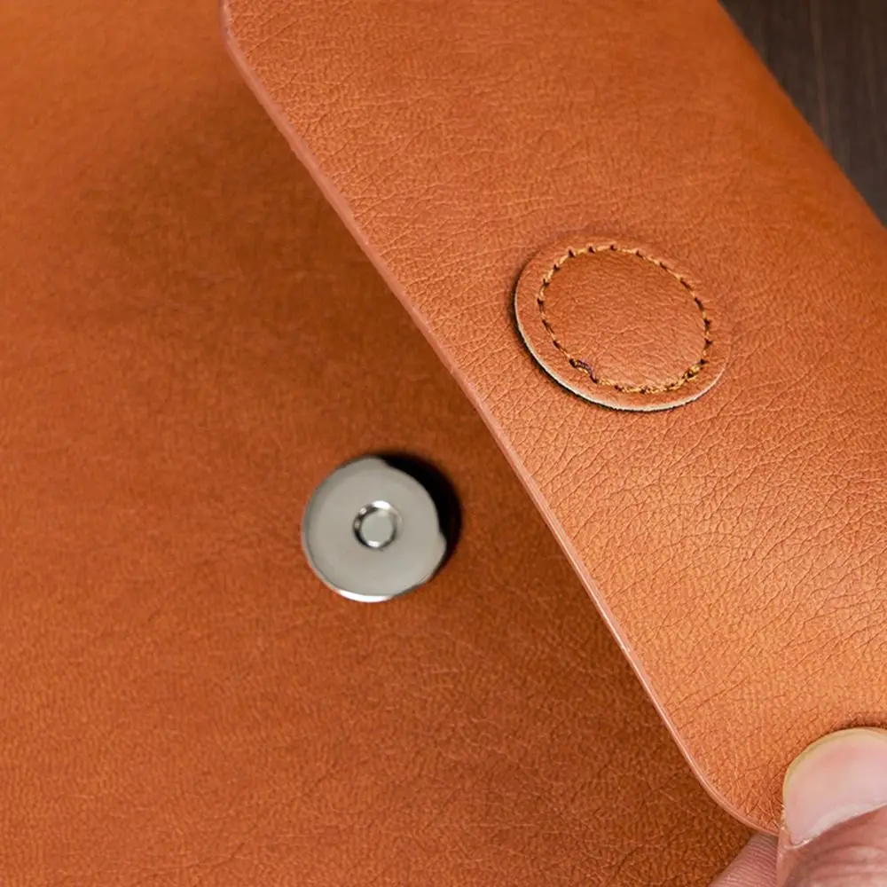 Large Capacity A4 Leather Document Bag Magnetic Button Simple Waterproof Laptop Cases Anti-Scratch Elegant File Storage Bag