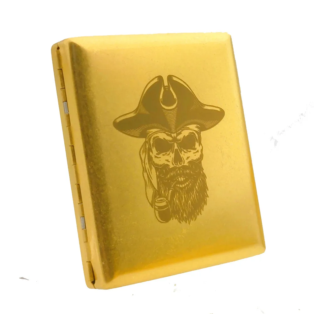 

Customizable Laser Engraved Captain Pirate 20 Brass Cigarette Case Copper Cigarette Boxes Smoking Gadget with Gift Boxes