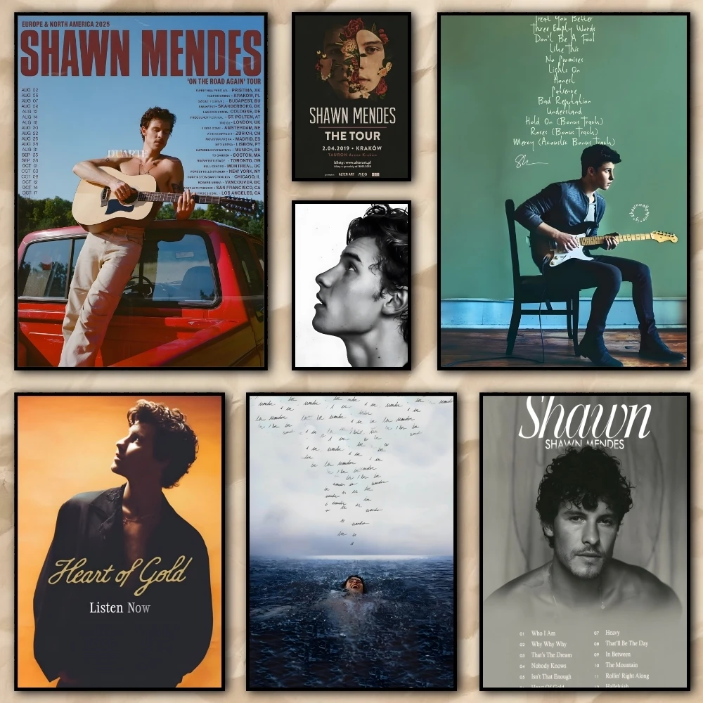 S-Shawn Mendes SINGER Painting Calligraphy HD Canvas Poster living room bedroom bar aesthetic decoration