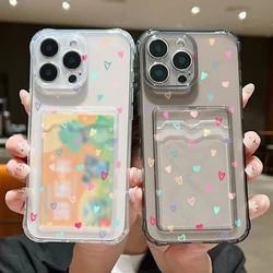Colored Pattern Clear Silicone Phone Case For iPhone 16E 17 Air 16 15 14 13 12 Pro Max 11 Shockproof Card Slot Bag Soft Cover