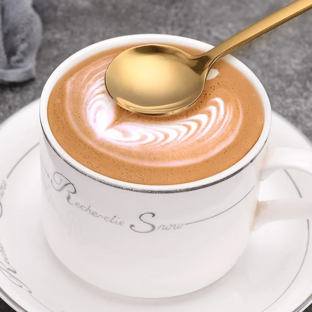 6Pcs Fine Polished Stainless Steel Coffee Spoons Long Ergonomic Handle Stirring Spoon for Coffee Juice Tea Honey Jam Ice Cream