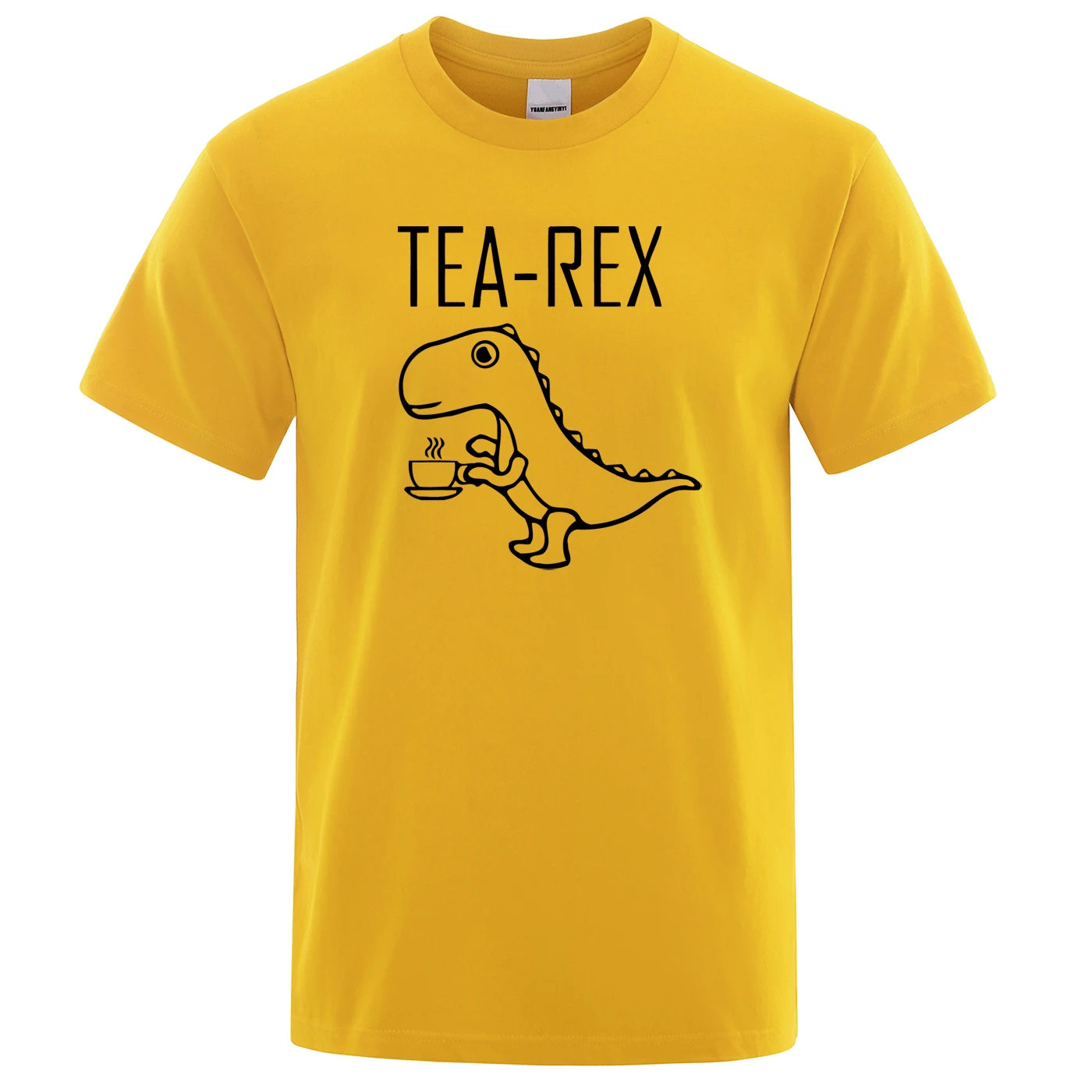 Men's T-Shirts Tea Rex funny dinosaur drink coffee T Shirts Fashion  TShirt High Quality Streetwear Tops Male Tee shirt image 2