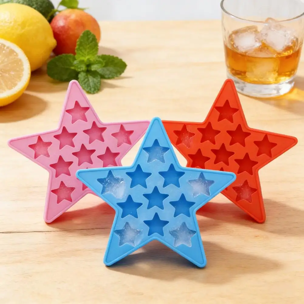 Star-Shaped Silicone Ice Cube Tray Food-Grade Flexible Mold for Ice Candy Chocolate Easy-Release Creative Ice Tray Baking Tool